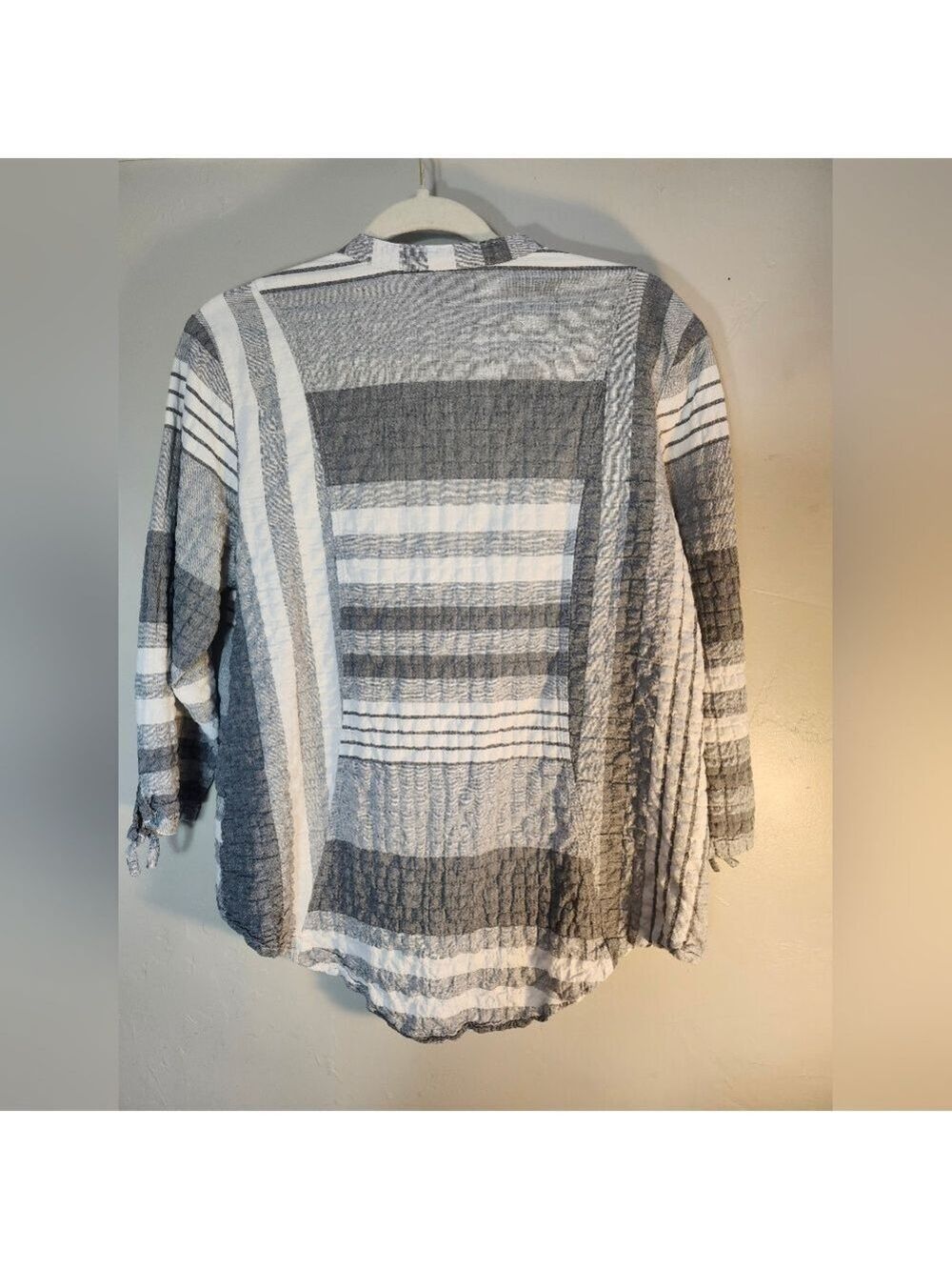 Habitat Lightweight Cotton Striped Top in White and Gray Sz M - Picture 7 of 9